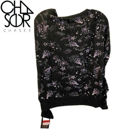 CHASER Crewneck Sweatshirt Shirred‎ Sleeve In Mystical Star Print Long Sleeve - Picture 3 of 8
